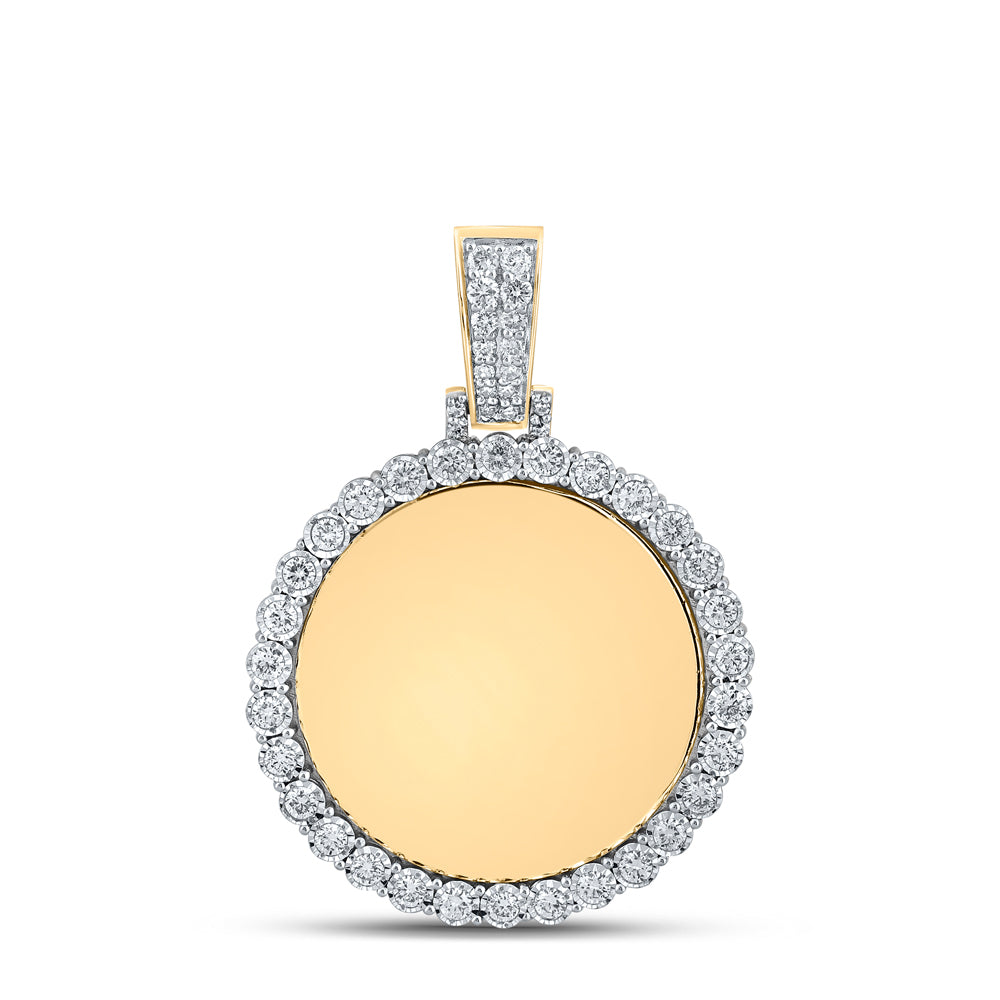 0.8 Ctw Natural Diamond One Row Tennis Memory Picture Frame Pendant in 14k Yellow Gold