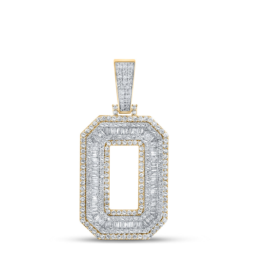 2.21 Ctw Natural Diamond Block Initial Letter Alphabet O Pendant in 14k Two-tone Gold