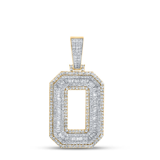 2.21 Ctw Natural Diamond Block Initial Letter Alphabet O Pendant in 14k Two-tone Gold