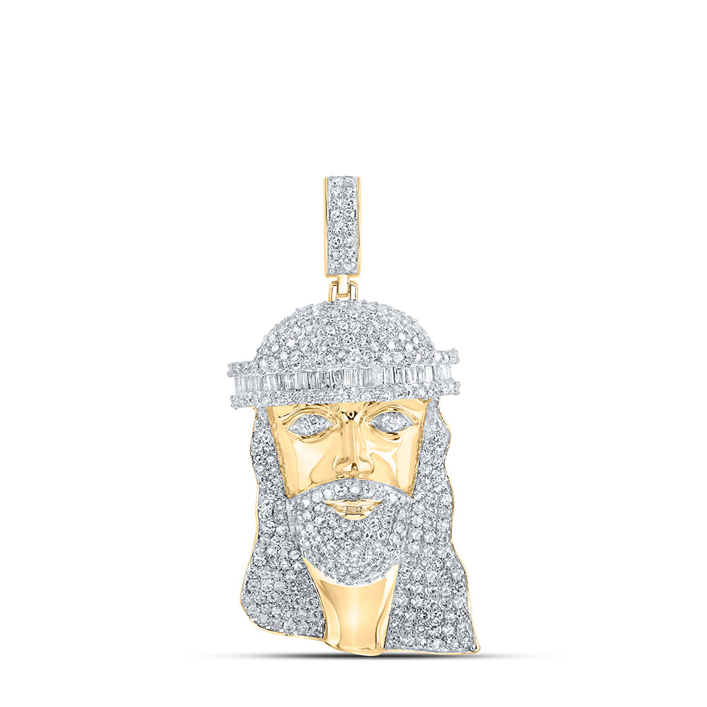 2 Ctw Natural Diamond Hiphop Jesus Religious Pendant in 10k Yellow Gold
