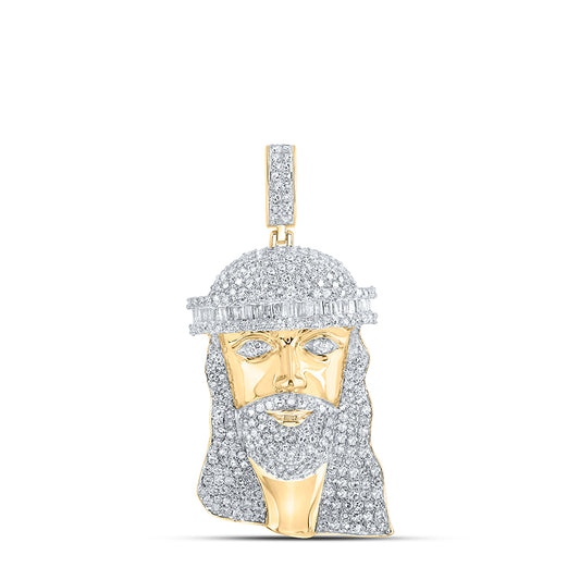 2 Ctw Natural Diamond Hiphop Jesus Religious Pendant in 10k Yellow Gold