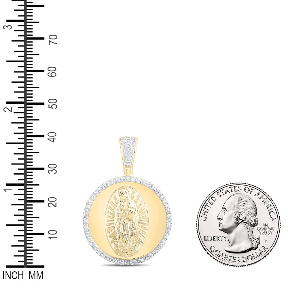 1.05 Ctw Natural Diamond Our Lady of Guadalupe Pendant in 10k Yellow Gold