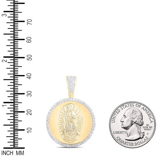 1.05 Ctw Natural Diamond Our Lady of Guadalupe Pendant in 10k Yellow Gold