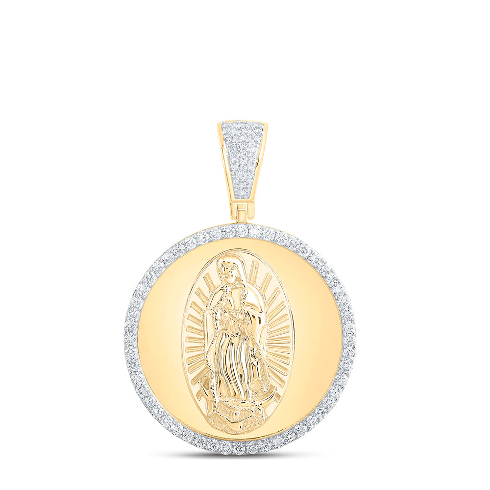 1.05 Ctw Natural Diamond Our Lady of Guadalupe Pendant in 10k Yellow Gold