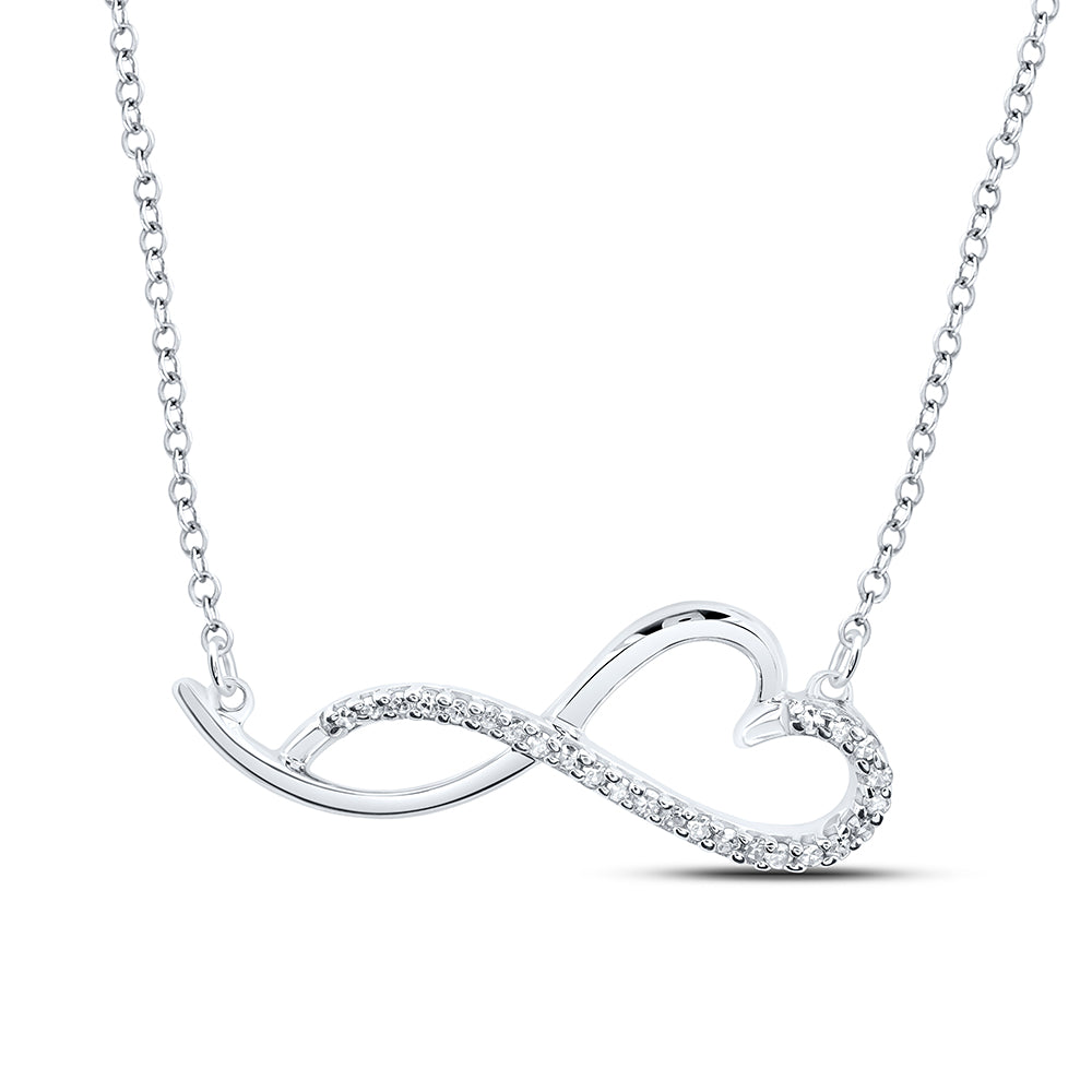 0.08 Ctw Natural Diamond Heart Infinity Pendant in Sterling Silver