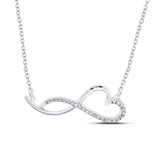 0.08 Ctw Natural Diamond Heart Infinity Pendant in Sterling Silver