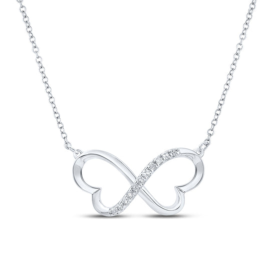 0.08 Ctw Natural Diamond Infinity Heart Pendant in Sterling Silver