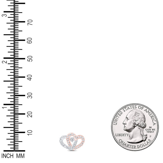 0.24 Ctw Natural Diamond Two Tone Double Heart Pendant in 10k Two-tone Gold