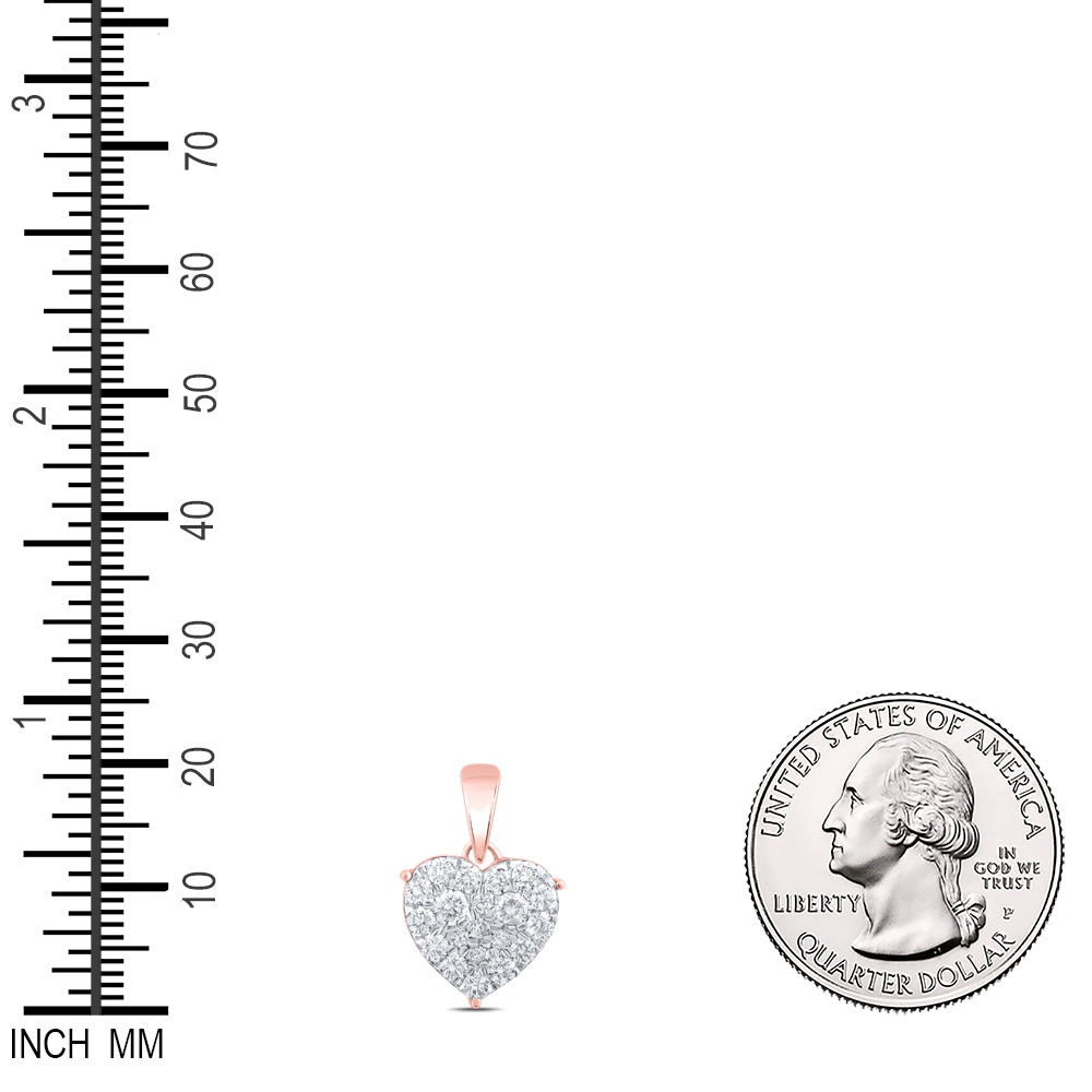 0.8 Ctw Natural Diamond Cluster Heart Pendant in 10k Rose Gold