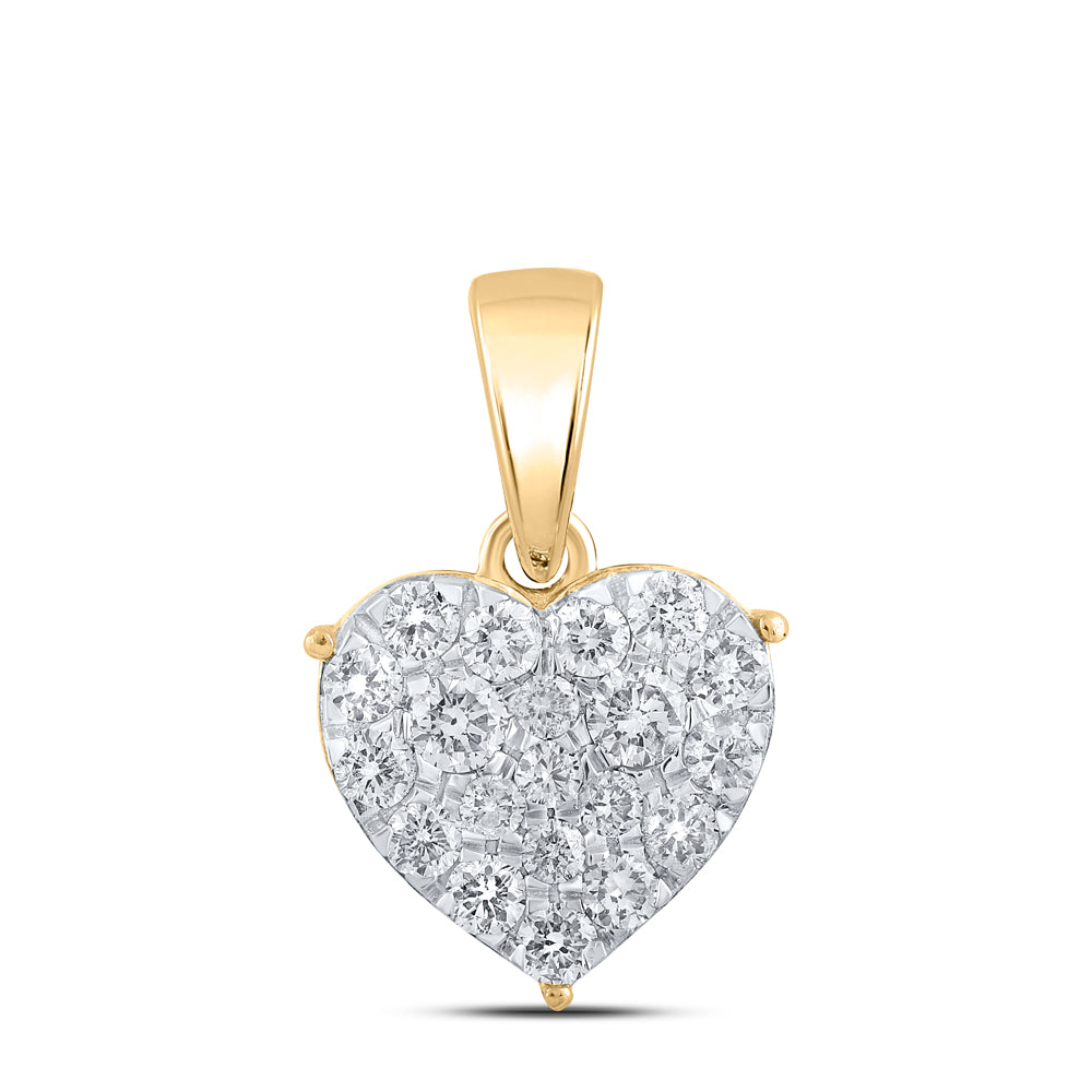 0.51 Ctw Natural Diamond Heart Pendant in 10k Yellow Gold