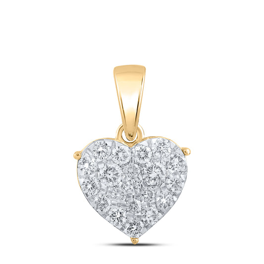 0.51 Ctw Natural Diamond Heart Pendant in 10k Yellow Gold