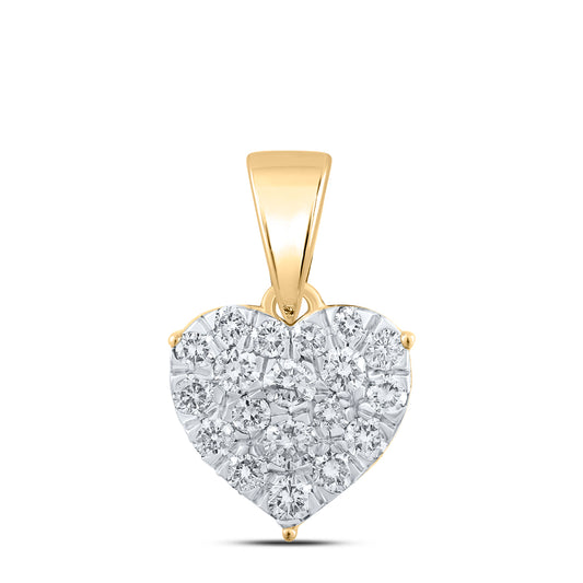 0.16 Ctw Natural Diamond Heart Pendant in 10k Yellow Gold
