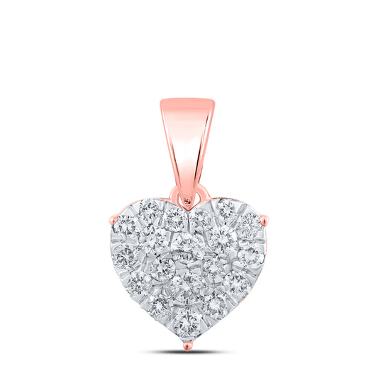 0.15 Ctw Natural Diamond Heart Pendant in 10k Rose Gold
