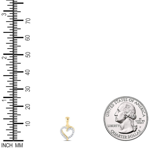 0.08 Ctw Natural Diamond Open Heart Pendant in 10k Yellow Gold