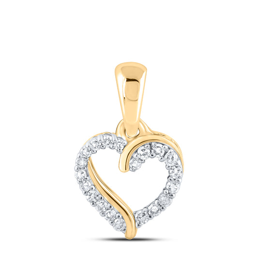 0.08 Ctw Natural Diamond Open Heart Pendant in 10k Yellow Gold
