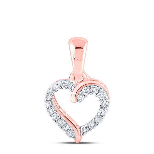 0.08 Ctw Natural Diamond Open Heart Pendant in 10k Rose Gold