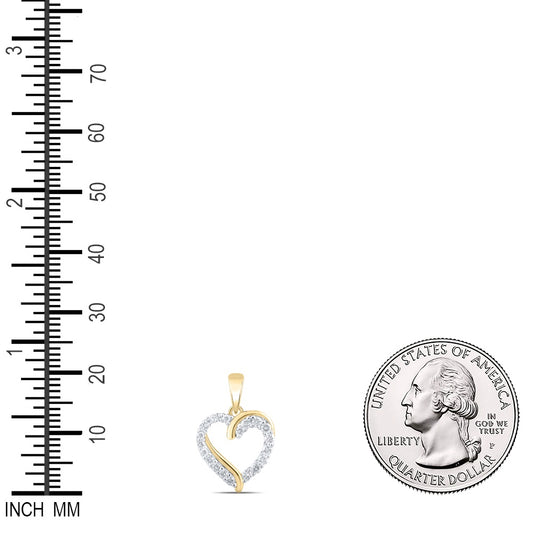 0.25 Ctw Natural Diamond Open Heart Gift Pendant in 10k Yellow Gold