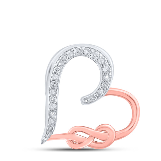 0.05 Ctw Natural Diamond Inifity Open Heart Pendant in Sterling Silver