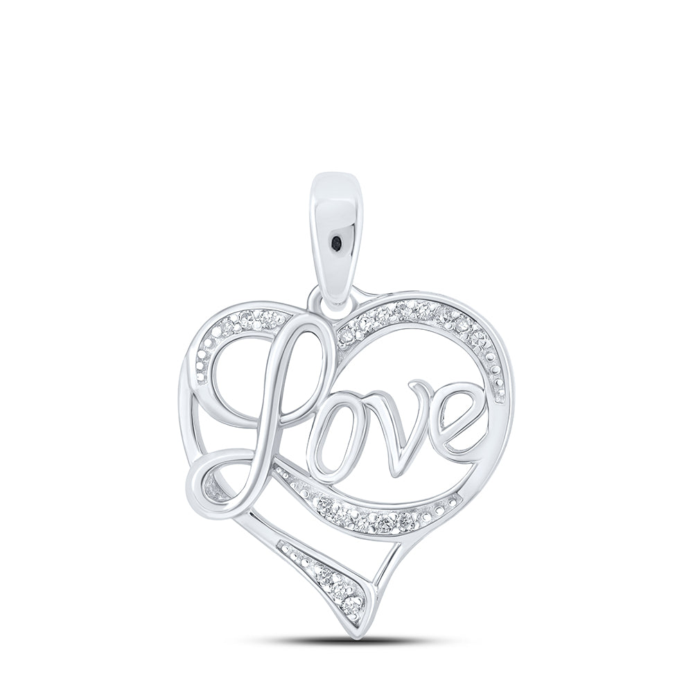 0.04 Ctw Natural Diamond Love Open Heart Pendant in Sterling Silver