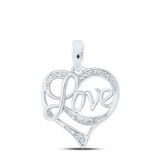 0.04 Ctw Natural Diamond Love Open Heart Pendant in Sterling Silver