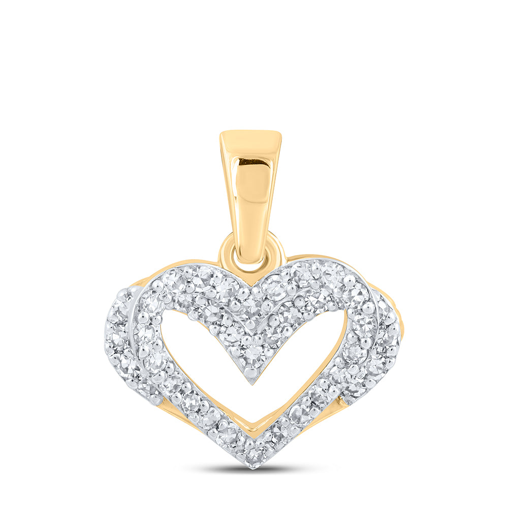 0.25 Ctw Natural Diamond Open Heart Pendant in 10k Yellow Gold