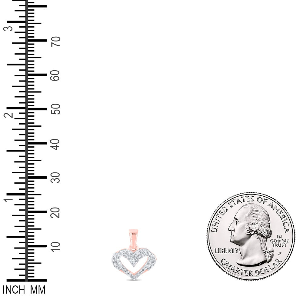 0.26 Ctw Natural Diamond Open Heart Pendant in 10k Rose Gold