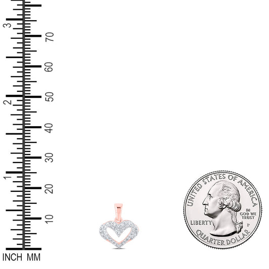 0.26 Ctw Natural Diamond Open Heart Pendant in 10k Rose Gold