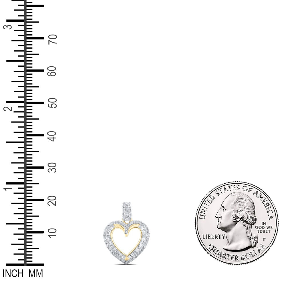 0.37 Ctw Natural Diamond Open Heart Pendant in 10k Yellow Gold