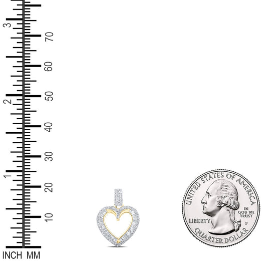 0.37 Ctw Natural Diamond Open Heart Pendant in 10k Yellow Gold