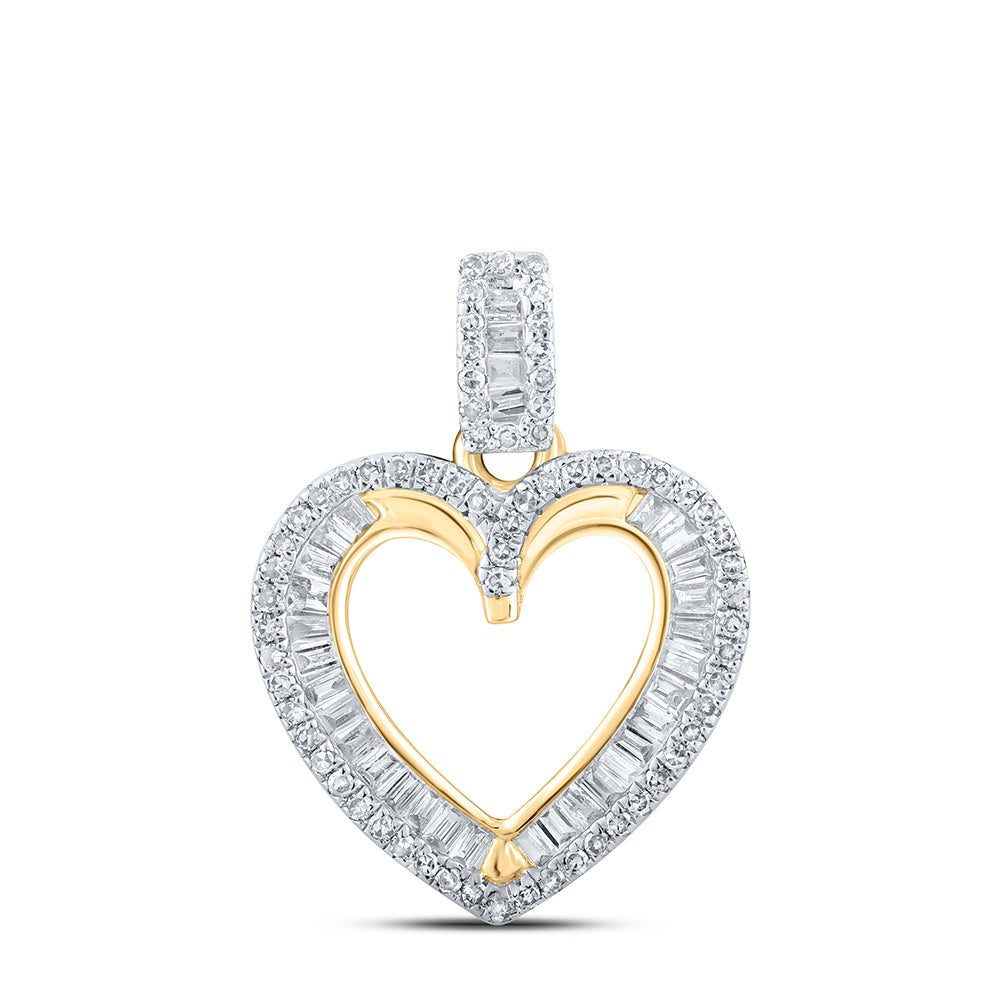 0.37 Ctw Natural Diamond Open Heart Pendant in 10k Yellow Gold