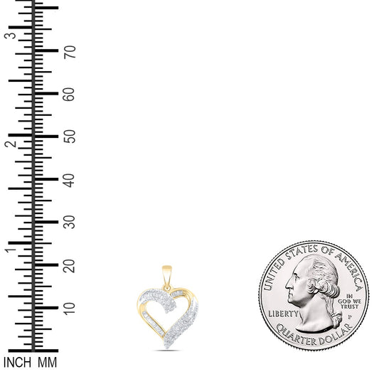 0.24 Ctw Natural Diamond Open Heart Gift Pendant in 10k Yellow Gold
