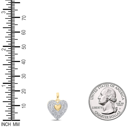 0.27 Ctw Natural Diamond Cluster Heart Pendant in 10k Yellow Gold