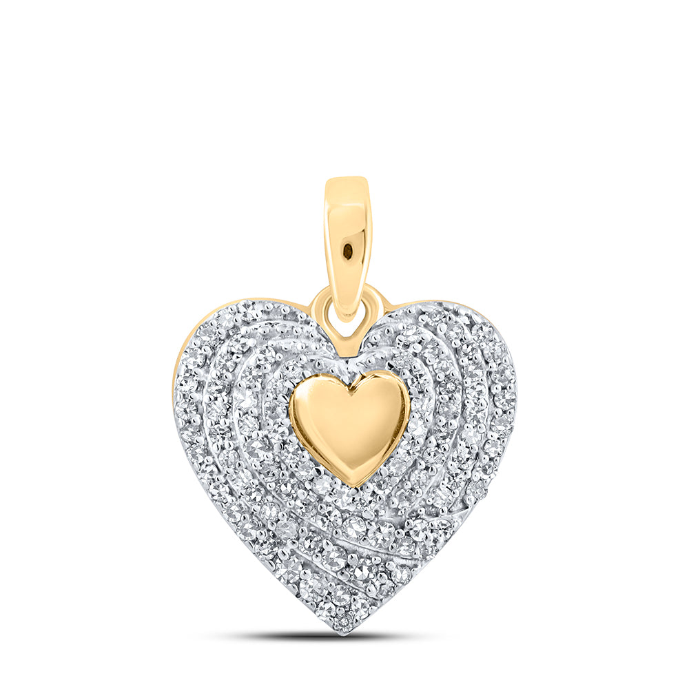 0.27 Ctw Natural Diamond Cluster Heart Pendant in 10k Yellow Gold