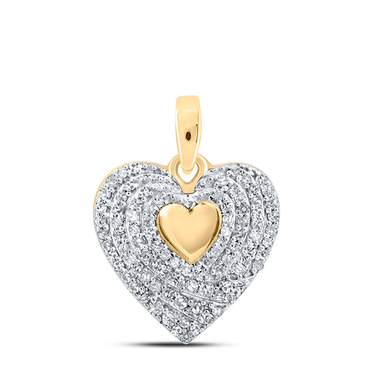 0.27 Ctw Natural Diamond Cluster Heart Pendant in 10k Yellow Gold