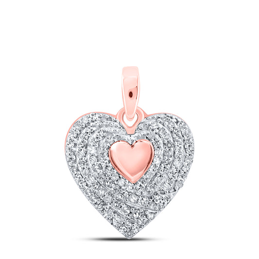0.27 Ctw Natural Diamond Cluster Heart Pendant in 10k Rose Gold