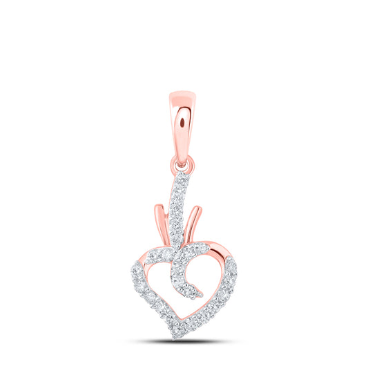 0.23 Ctw Natural Diamond Open Heart Pendant in 10k Rose Gold