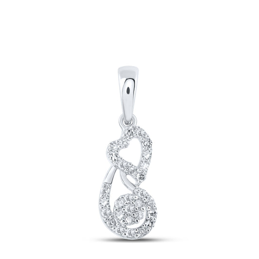 0.22 Ctw Natural Diamond Heart Teardrop Gift Pendant in 10k White Gold