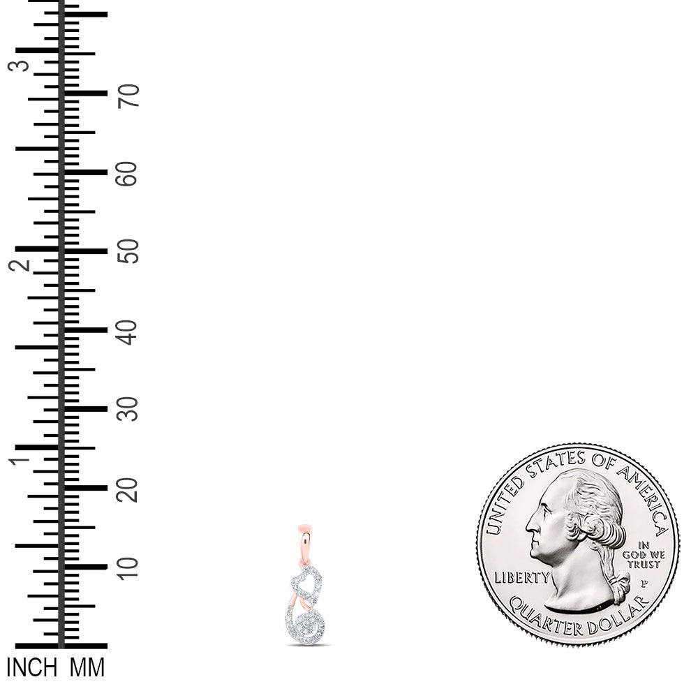 0.22 Ctw Natural Diamond Heart Teardrop Gift Pendant in 10k Rose Gold