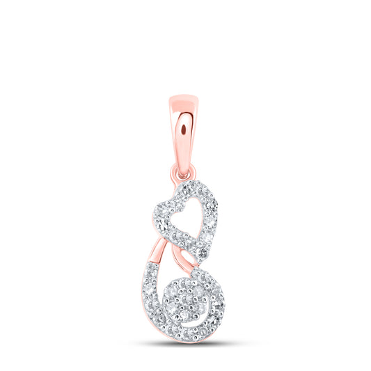 0.22 Ctw Natural Diamond Heart Teardrop Gift Pendant in 10k Rose Gold