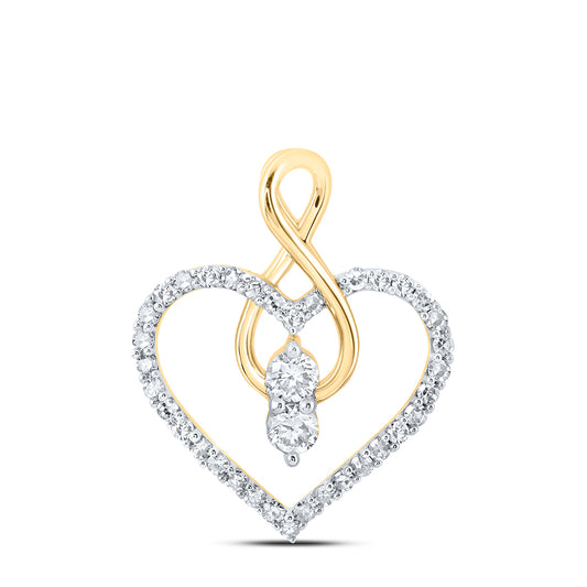 0.35 Ctw Natural Diamond Infinity Open Heart Pendant in 10k Yellow Gold