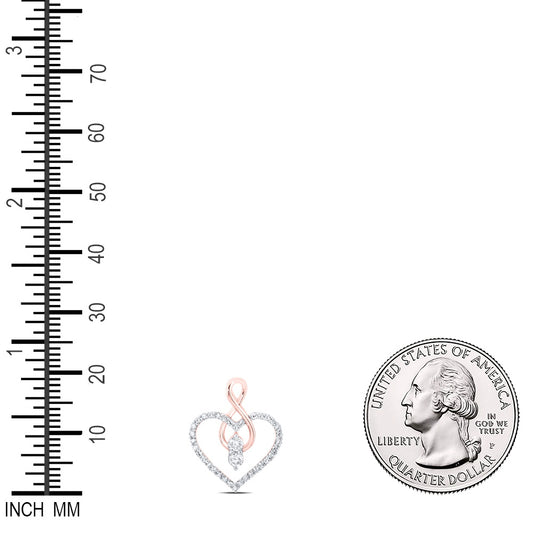 0.35 Ctw Natural Diamond Infinity Open Heart Pendant in 10k Rose Gold