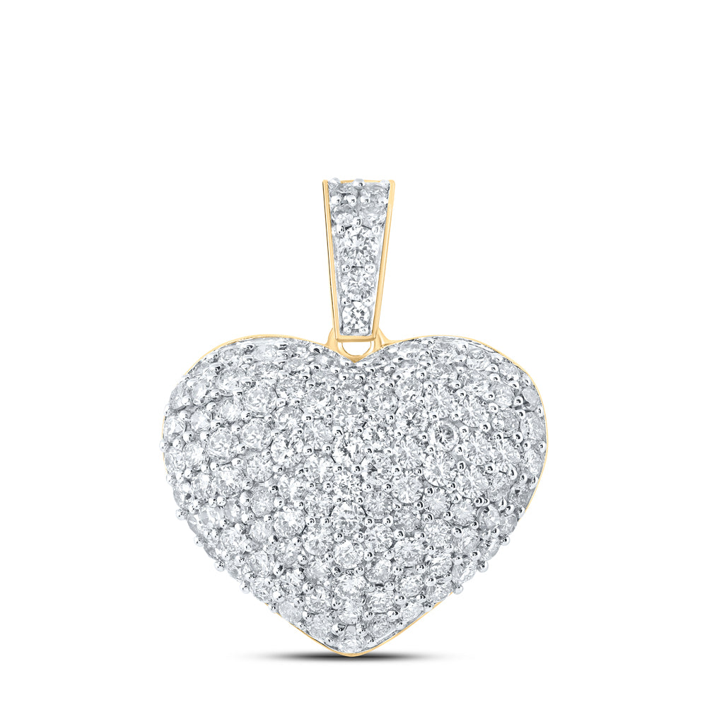 1.12 Ctw Natural Diamond Cluster Heart Pendant in 10k Yellow Gold