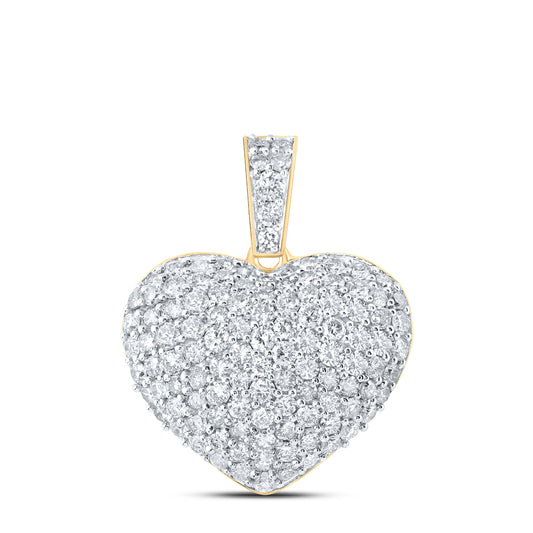 1.12 Ctw Natural Diamond Cluster Heart Pendant in 10k Yellow Gold