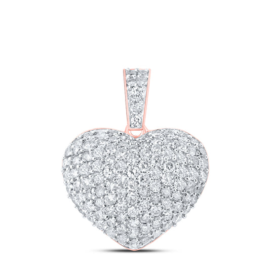 1.12 Ctw Natural Diamond Cluster Heart Pendant in 10k Rose Gold
