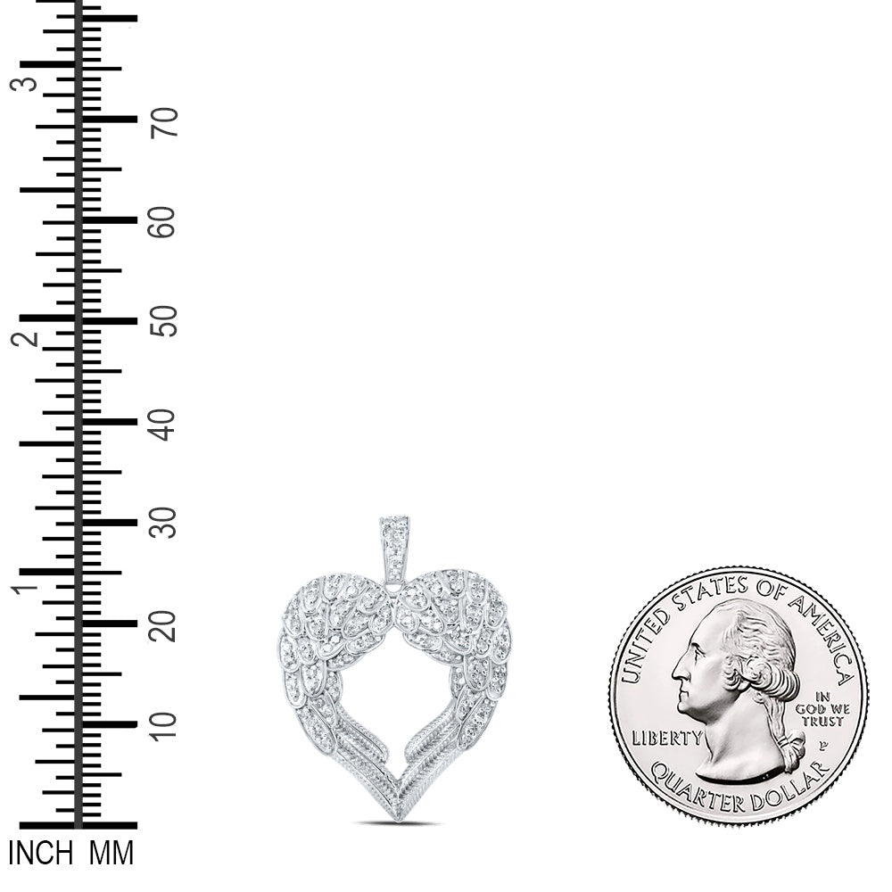 0.56 Ctw Natural Diamond Wings Shape Heart Pendant in 10k White Gold