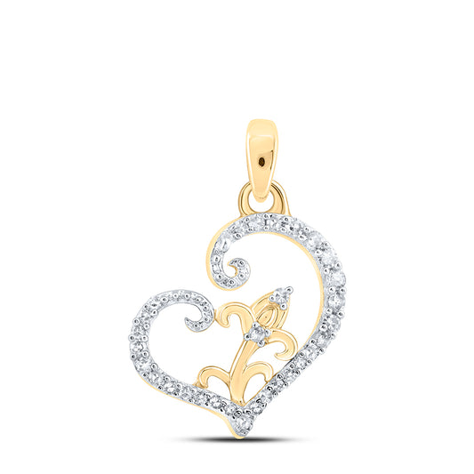0.1 Ctw Natural Diamond Open Heart Pendant in 10k Yellow Gold