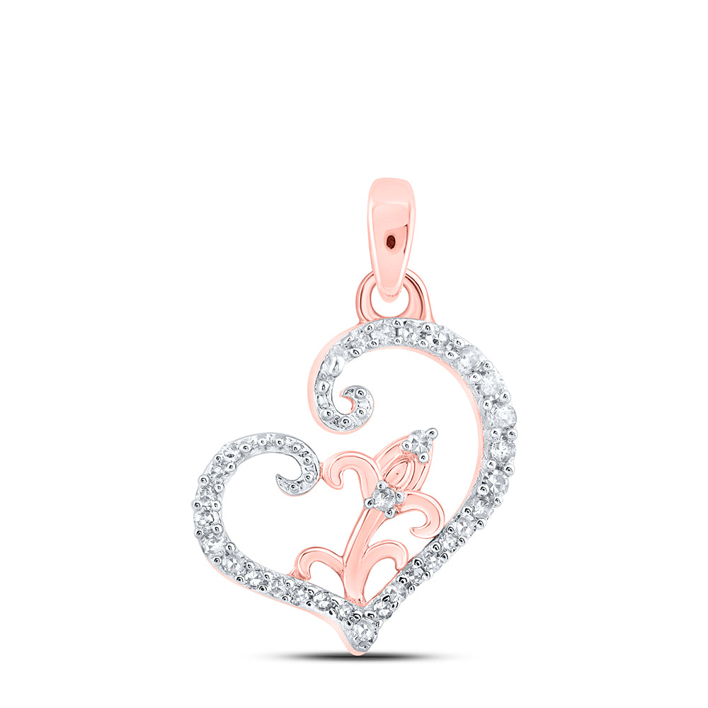 0.1 Ctw Natural Diamond Open Heart Pendant in 10k Rose Gold