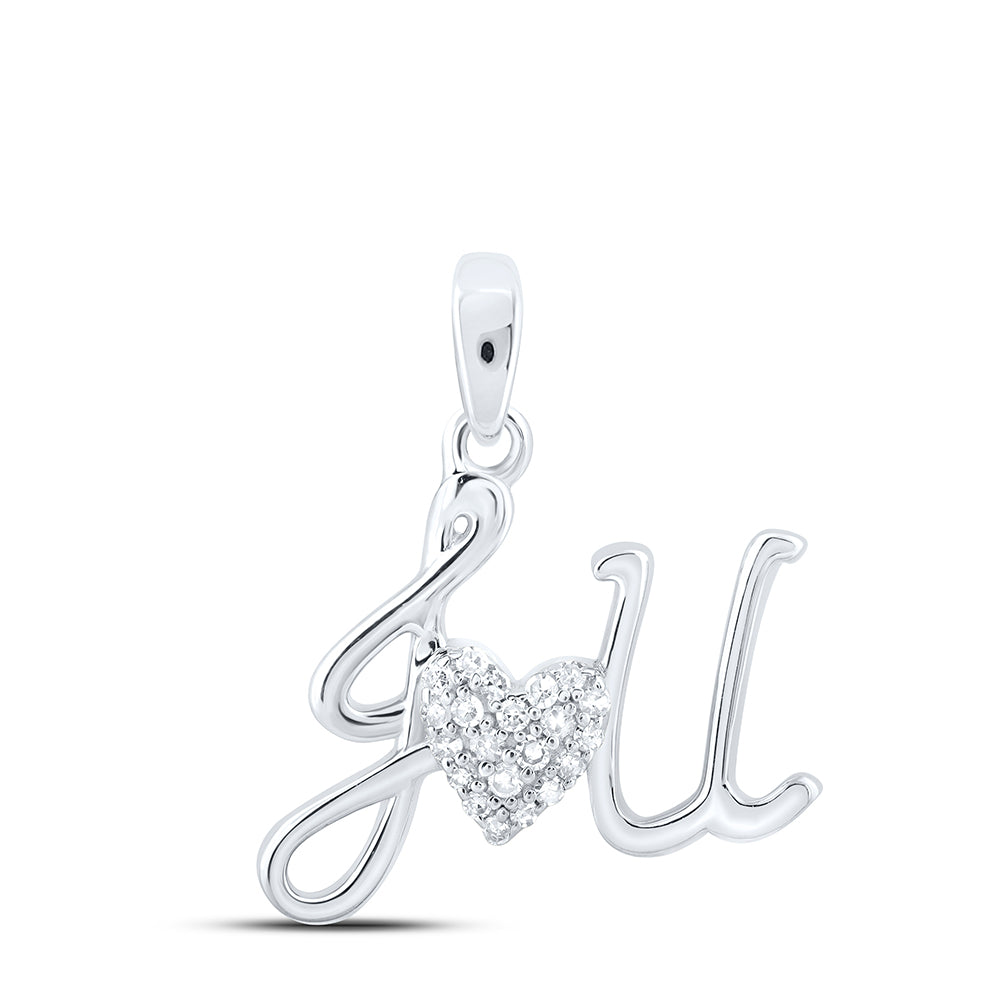 0.07 Ctw Natural Diamond I Love You Heart Pendant in Sterling Silver