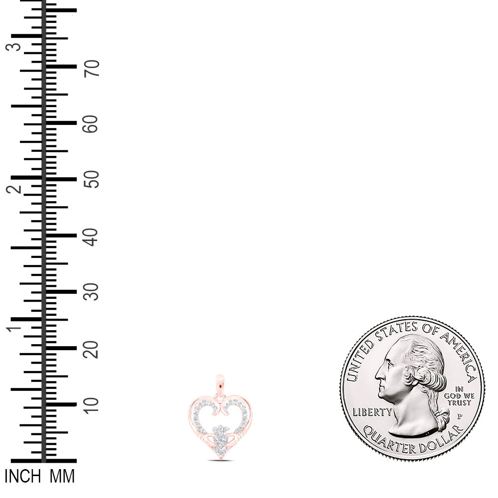 0.17 Ctw Natural Diamond Open Heart Pendant in 10k Rose Gold