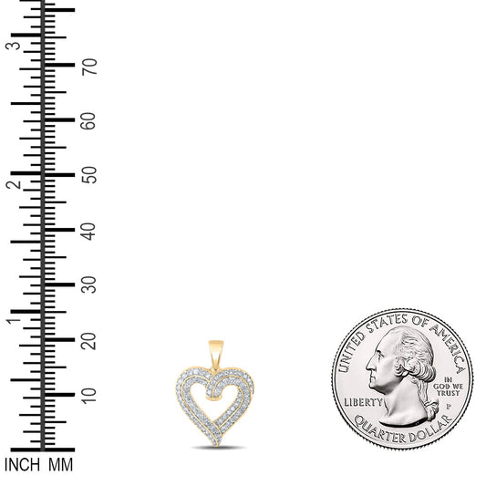 0.61 Ctw Natural Diamond Open Heart Pendant in 10k Yellow Gold